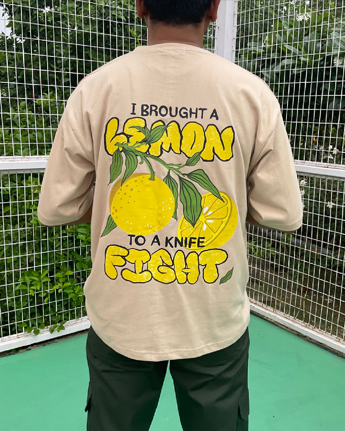 Lemon Fight T-Shirt With Cargo Pants