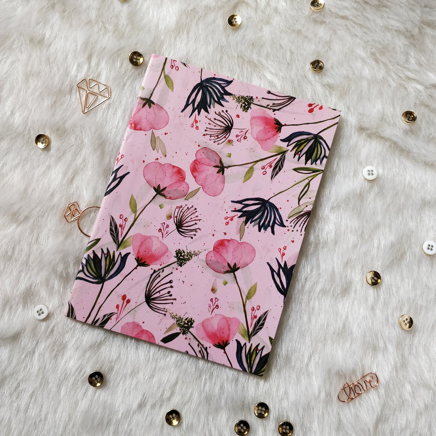 Nautankishaala - Pink Floral A5 Notebook | Unruled Notebook For Doodle Online in India