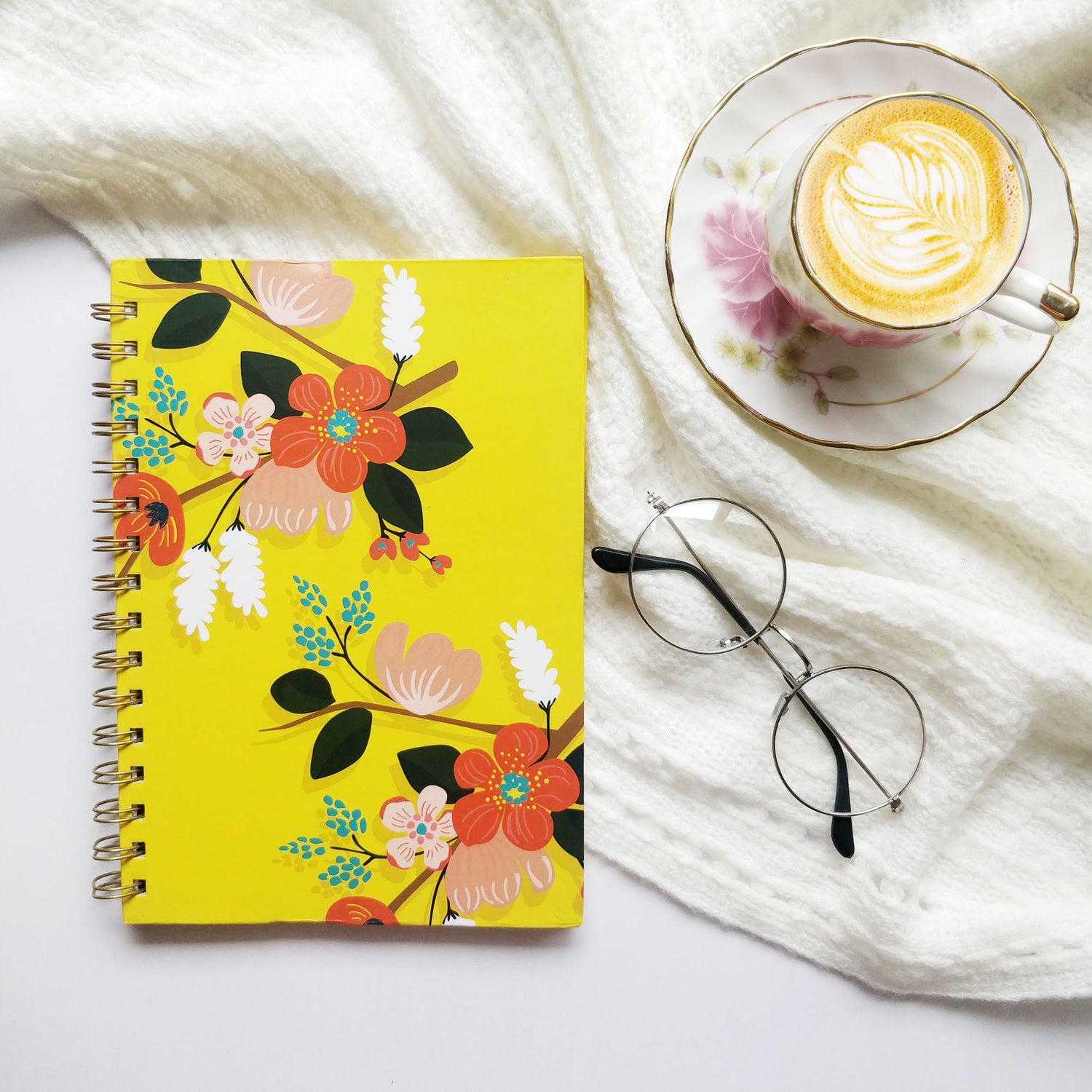 Floral Fantasy Notebook - Yellow - Nautankishaala