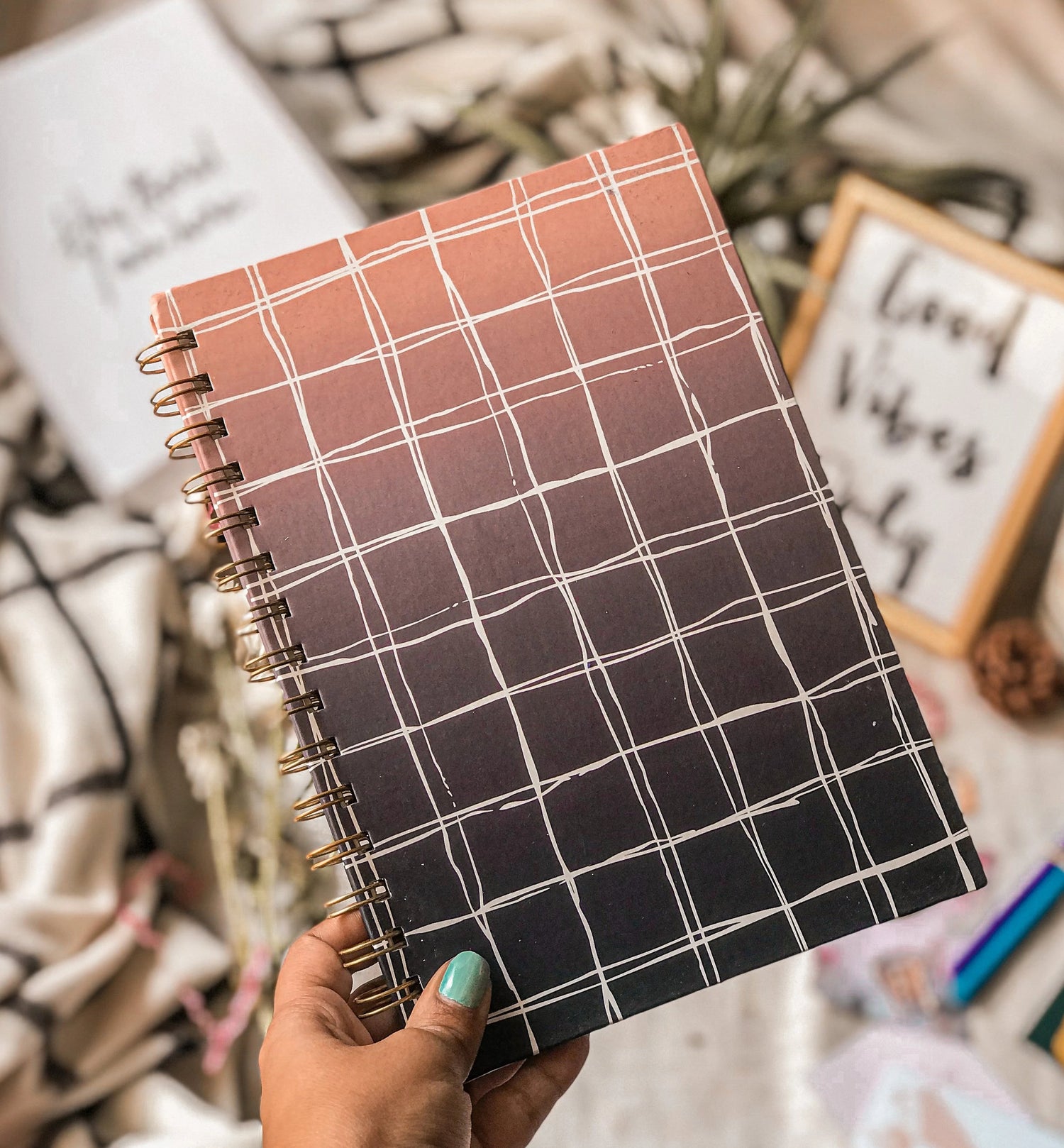 Hand Drawn Ombre Plaids Notebook - Nautankishaala